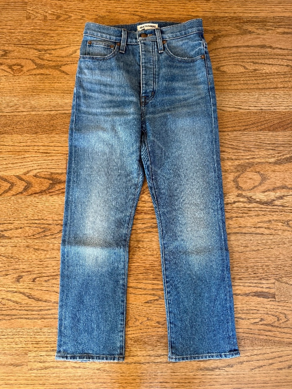 Rivet & Thread Straight Leg Ankle Jeans Size 24 Classic Blue Denim